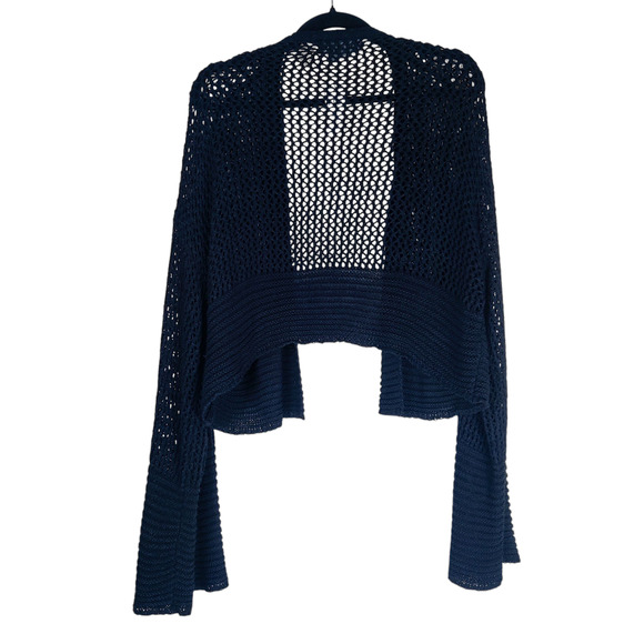 NWT By Anthropologie Julliet Cropped Open Knit Cardigan Sweater Black One Size - Picture 6 of 16